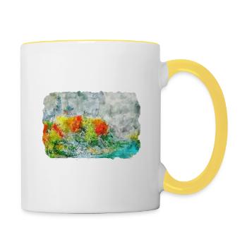 China Watercolor Sketch Hand Drawn Illustration - Contrasting Mug - white/yellow - Right