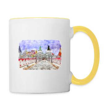 Moscou Russie Aquarelle Sketch Illustration - Mug contrasté - blanc/jaune - Droite