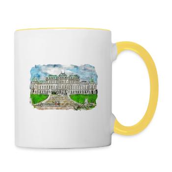 Vienna Austria Watercolor Sketch Illustration - Contrasting Mug - white/yellow - Right
