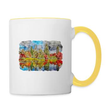 Angleterre Royaume-Uni Aquarelle Esquisse Dessinée à la main Peinture - Mug contrasté - blanc/jaune - Droite