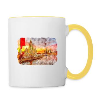 Moscou Russie Aquarelle Esquisse Dessinée Peinture - Mug contrasté - blanc/jaune - Droite