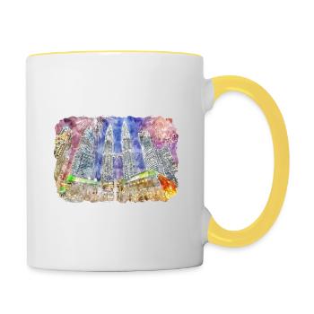 Malaisie Aquarelle Esquisse Dessinée à la Main Illustration - Mug contrasté - blanc/jaune - Droite