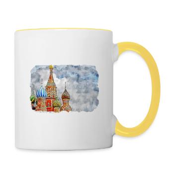Moscou Russie Aquarelle Sketch Illustration - Mug contrasté - blanc/jaune - Droite