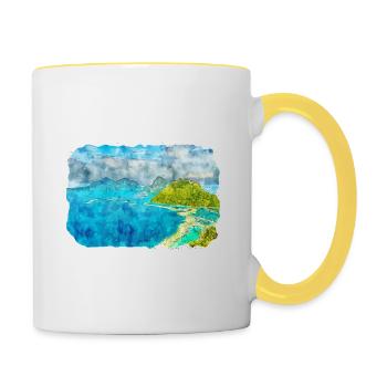 Malaisie Aquarelle Esquisse Dessinée à la Main Illustration - Mug contrasté - blanc/jaune - Droite