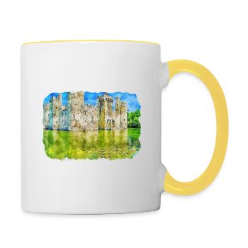Angleterre Royaume-Uni Aquarelle Esquisse Dessinée à la main Peinture - Mug contrasté - blanc/jaune - Droite