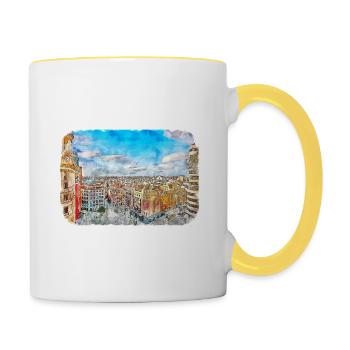 Spain Watercolor Sketch Hand Drawn Illustration - Contrasting Mug - white/yellow - Right
