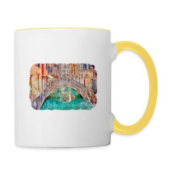 Italy Watercolor Sketch Hand Drawn Illustration - Contrasting Mug - white/yellow - Right