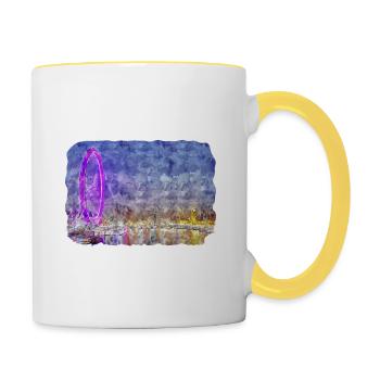 Uk Landmark Watercolor Sketch Painting Illustratio - Contrasting Mug - white/yellow - Right