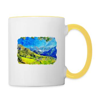 Italy Watercolor Sketch Hand Drawn Illustration - Contrasting Mug - white/yellow - Right