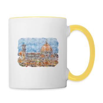 Italy Watercolor Sketch Hand Drawn Illustration - Contrasting Mug - white/yellow - Right