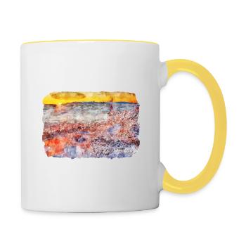 Pologne Repère Aquarelle Esquisse Dessin de peinture - Mug contrasté - blanc/jaune - Droite