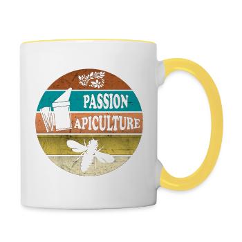 Passion for beekeeping: vintage smoker beekeeper - Contrasting Mug - white/yellow - Right