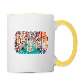 Italy Watercolor Sketch Hand Drawn Illustration - Contrasting Mug - white/yellow - Right