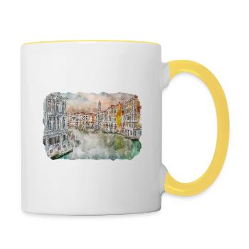 Italy Watercolor Sketch Hand Drawn Illustration - Contrasting Mug - white/yellow - Right