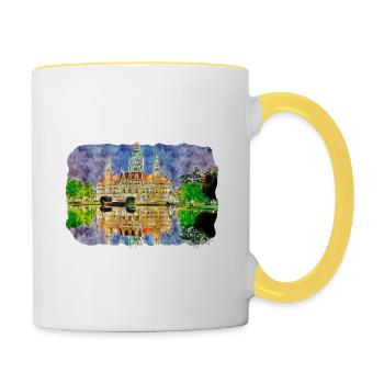 Dhaka Bangladesh Watercolor Sketch Drawn Illustrat - Contrasting Mug - white/yellow - Right