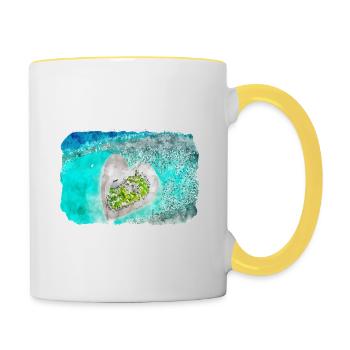 Maldives Watercolor Sketch Hand Drawn Illustration - Contrasting Mug - white/yellow - Right