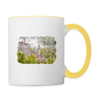 Allemagne Aquarelle Esquisse Dessinée à la main Illustration - Mug contrasté - blanc/jaune - Droite