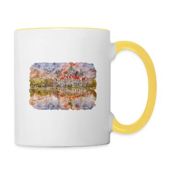 Allemagne Aquarelle Esquisse Dessinée à la main Illustration - Mug contrasté - blanc/jaune - Droite