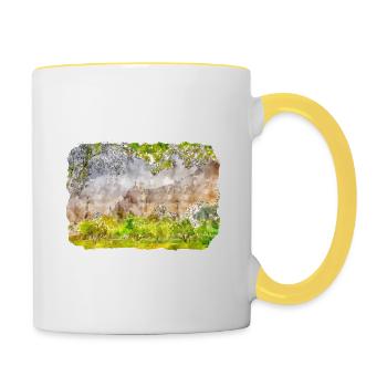 India Landmark Watercolor Sketch Paint Illustratio - Contrasting Mug - white/yellow - Right