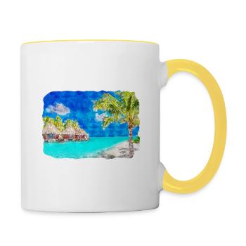 Thaïlande Aquarelle Esquisse Dessinée à la Main Illustration - Mug contrasté - blanc/jaune - Droite