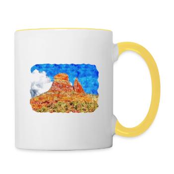 Arizona USA Aquarelle Dessin Dessin Illustration - Mug contrasté - blanc/jaune - Droite