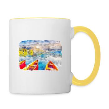 Slovakia Landmark Watercolor Sketch Illustration - Contrasting Mug - white/yellow - Right