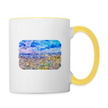 Spain Watercolor Sketch Hand Drawn Illustration - Contrasting Mug - white/yellow - Right