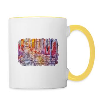 Mexique Aquarelle Esquisse Dessinée à la main Illustration - Mug contrasté - blanc/jaune - Droite