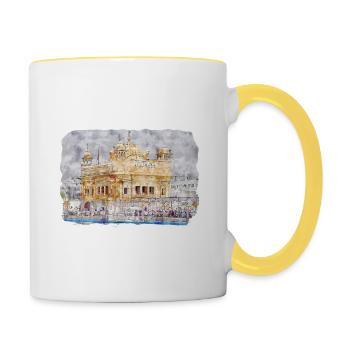 India Landmark Watercolor Sketch Paint Illustratio - Contrasting Mug - white/yellow - Right