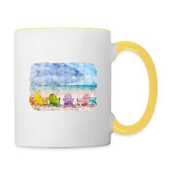 Florida USA Watercolor Sketch Drawn Illustration - Contrasting Mug - white/yellow - Right
