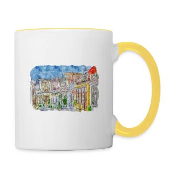 Allemagne Aquarelle Esquisse Dessinée à la main Illustration - Mug contrasté - blanc/jaune - Droite