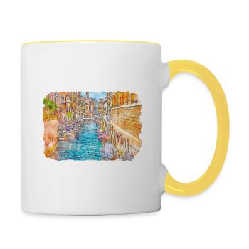 Italy Watercolor Sketch Hand Drawn Illustration - Contrasting Mug - white/yellow - Right