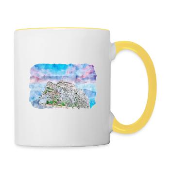 Spain Watercolor Sketch Hand Drawn Illustration - Contrasting Mug - white/yellow - Right