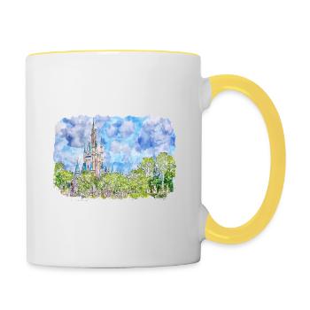 Florida USA Watercolor Sketch Drawn Illustration - Contrasting Mug - white/yellow - Right