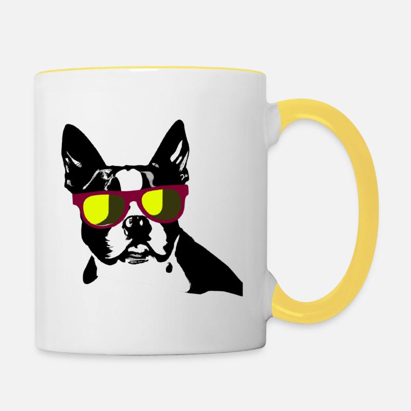 Boston Dude - Contrasting Mug - white/yellow