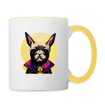 Frenchie der Zauberer - Tasse zweifarbig - Weiß/Gelb - Rechts