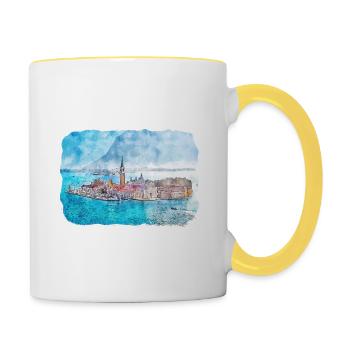 Italy Watercolor Sketch Hand Drawn Illustration - Contrasting Mug - white/yellow - Right