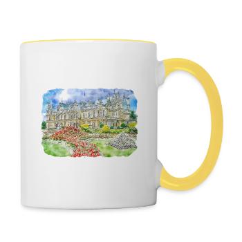 Angleterre Royaume-Uni Aquarelle Dessin Dessin Illustration - Mug contrasté - blanc/jaune - Droite