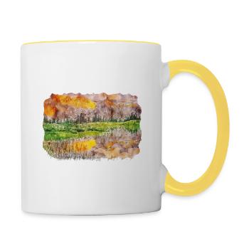 California Usa Watercolor Sketch Illustration - Contrasting Mug - white/yellow - Right