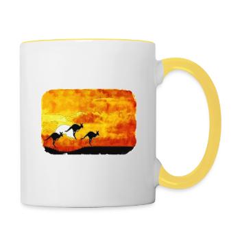 Australie Aquarelle Esquisse Dessinée à la Main Peinture - Mug contrasté - blanc/jaune - Droite