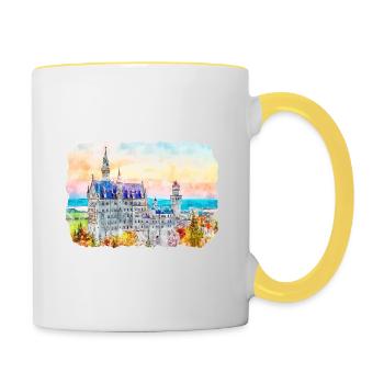 Allemagne Aquarelle Esquisse Dessinée à la main Illustration - Mug contrasté - blanc/jaune - Droite