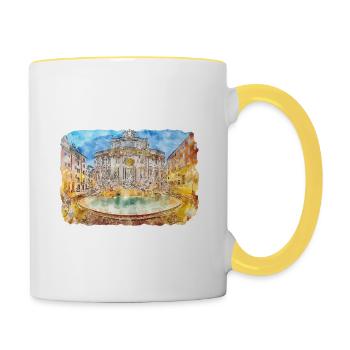 Rom Italien Aquarellskizze Gezeichnete Illustration - Tasse zweifarbig - Weiß/Gelb - Rechts