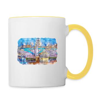 Uk Landmark Watercolor Sketch Painting Illustratio - Contrasting Mug - white/yellow - Right