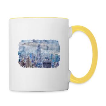 New York Usa Watercolor Sketch - Contrasting Mug - white/yellow - Right