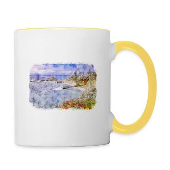 Illustration de croquis à l’aquarelle de Californie usa - Mug contrasté - blanc/jaune - Droite