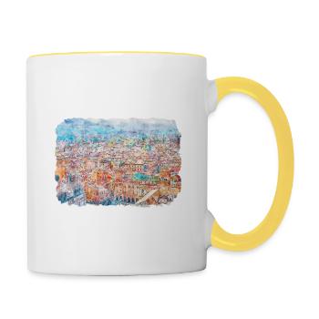 Bologna Italy Watercolor Sketch Illustration - Contrasting Mug - white/yellow - Right