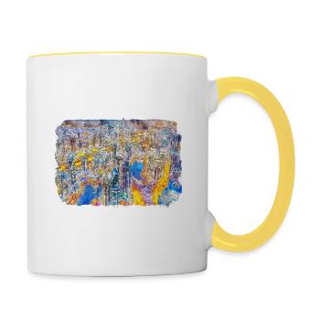 China Watercolor Sketch Hand Drawn Illustration - Contrasting Mug - white/yellow - Right