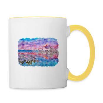 Illustration de croquis à l’aquarelle de Californie usa - Mug contrasté - blanc/jaune - Droite