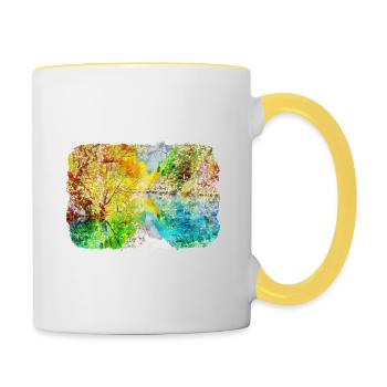 China Watercolor Sketch Hand Drawn Illustration - Contrasting Mug - white/yellow - Right