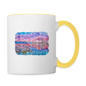 California Usa Watercolor Sketch Illustration - Contrasting Mug - white/yellow - Right